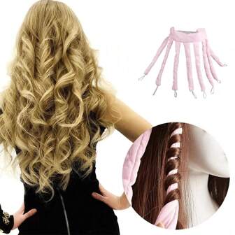Rizador de pelo sin calor de 8 puntas, cinta ondulante, herramienta de rizado flojo, rizadores de pelo, rizos sin calor, rizador de pelo, productos y accesorios para el cabello para peluquería, salón de belleza, viaje, artículos esenciales