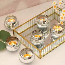 12 Stücke Silber Teelichthalter für Tischdekorationen, runde Kerzenhalter aus Quecksilberglas im Großeinkauf für Hochzeit, Bridal-Shower, Geburtstag, Zuhause und Jahrestags-Dekorationen - Silber - Übersicht 4
