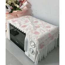 Microwave Oven Cover Towel Oil-Proof Universal Fashionable Breathable Lace Embroidery Non-Slip Dust Cover Lace Random 1 Piece
