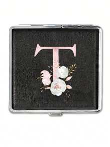 Mini Classic Personalized Cigarette Case - Ultra-Thin Flip Holder With Elastic Band,Pink Flower Letters A-Y, Durable Travel Accessories For Women, Perfect Holiday Gift For Halloween, Christmas, Thanksgiving Day, And More ﻿ - Black - View 14