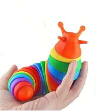 1 件可拆卸彩色蛇虫毛毛虫蜗牛玩具，有趣的缓解压力的益智玩具，圣诞礼物，颜色随机（小号 14 厘米，钥匙扣 8 厘米，大号 19 厘米） - 彩色 - 查看 15