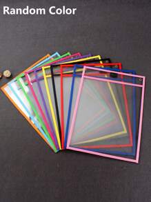 1/2/4/6 件可重复使用干擦口袋、超大尺寸书写和擦拭口袋、透明塑料薄膜保护套、教师学校教室用品返校、返校、学校用品 - 彩色 - 查看 9