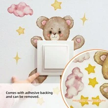可爱卡通熊、长颈鹿、星星、云朵墙贴儿童房间装饰自粘式 - 彩色 - 查看 5