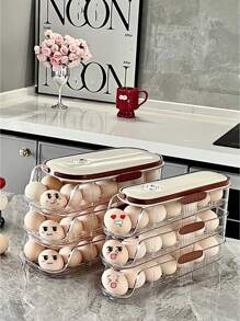 Egg Storage Container With Handle - Clear Plastic, Removable Lid, Ideal For Kitchen & Fridge Organization, Available In Single/Double/Triple Layer Options, For Easter Day, Egg Storage Trays - Multicolor - View 2