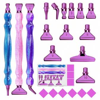 Resin Diamond Painting Pen,Diamond Art Pen With Multifunctional Metal Screw Thread Tips,For Diamond Painting Art