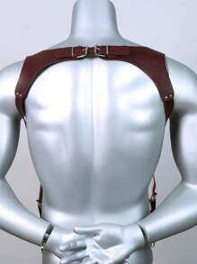 1 件男士手工铆钉 PU 皮革肩带，适合紧身衬衫和 T 恤万圣节