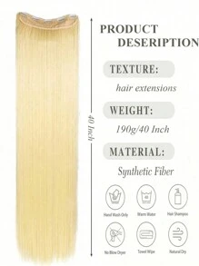 Tóc nối thẳng dạng kẹp, dài 20-40 inch, màu vàng kim, thích hợp cho các lễ hội âm nhạc, tiệc tùng, cosplay, ngày lễ và mọi mùa. - Vàng - Xem 3