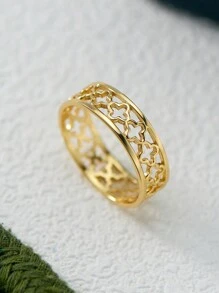 1Pc Elegant 925 Silver Hollow Four Leaf Clover Rings Minimalist Sytle 18K Gold Plated Women Rings For Daily Wear,Monther's Day Birthday Gifts