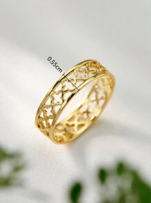 1Pc Elegant 925 Silver Hollow Four Leaf Clover Rings Minimalist Sytle 18K Gold Plated Women Rings For Daily Wear,Monther's Day Birthday Gifts