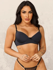 Bra With Soft Comfort Padded Cup And Adjustable Straps Comfortable With Light Underwire Casual Fashion Women's Premium Sewing Women - 黑色 - 查看 4