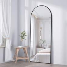Full Length Mirror 162cm*53cm, Arch Floor Mirror With Stand Arched Mirror Full Body Mirror Black Standing Hanging Or Leaning Against Wall For Bedroom Entry Home Decor Back To School Room Decor School Supplies - màu đen - Xem 1