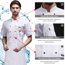 2pcs Paquete Filipina Chef Hombre Y Mandil Y Gorro De Cocina - Blanco - Ver 4