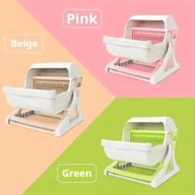 Arenero para gatos semiautomático de gran tamaño: espacioso, fácil de limpiar, forma rectangular, material plástico, no requiere energía eléctrica - Multicolor - Ver 3