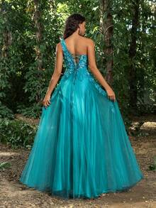 Faeriesty Vestidos elegantes para mujer para eventos formales y noche, vestido de invitada de boda, para graduación, cena - Agua verde azul - Ver 3
