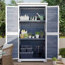 6ft X 4ft Outdoor Wooden Tool Shed, Outdoor Wooden Storage Cabinets With Removable Shelves, Weatherproof, Wooden Garden Shed With Locking Door For Yard Tool Storage Large Capacity Tool Shed To Accommodate Different Garden Tools - Grey - View 4