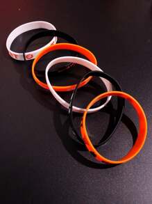 Set de 6 pulseras de silicona con diseño de baloncesto, regalo de joyas para hombres amantes de los deportes para partidos y festivales de San Valentín