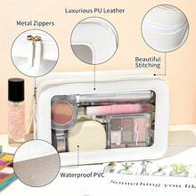 1 Pc Transparent Cosmetic Organizer With Zipper, Large Capacity Portable Travel Cosmetic Bag. - Multicolor - View 5