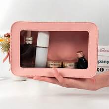 1 Pc Transparent Cosmetic Organizer With Zipper, Large Capacity Portable Travel Cosmetic Bag. - Multicolor - View 6