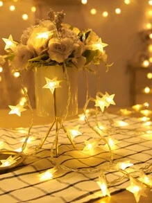 1 pièce Guirlande lumineuse LED en forme d'étoile, lumières féeriques à étoiles, alimentation USB et batterie, pour camping, fête, sapin de Noël, mariage, décoration de la maison et de la terrasse, lampes - Boîtier de batterie - Voir 3