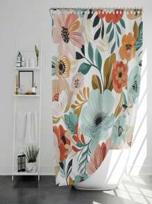 1 pièce Rideau de douche de salle de bain à motif floral et végétal, imperméable et résistant à la moisissure pour la salle de bain/la salle de toilette, décoration de salle de bain, décoration d'automne, accessoires de salle de bain, rentrée scolaire