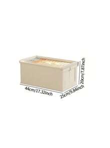 1 pièce Boîte de rangement pliable beige avec couvercle et fenêtre transparente, boîte de rangement pour vêtements style tiroir, décoration de maison pour la chambre, la salle des fêtes, décoration de chambre, décor de pièce, décorations, décorations, décor, rangement, organisateur pour robe, pantalon, chaussures, jean, botte, jupe