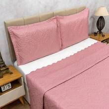 Camili 2-Piece Single Quilted Bedspread Double-Sided With Pillowcase Flaps - ROSE - View 3