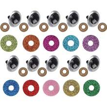 闪光工艺玩偶眼睛带垫圈适用于毛绒动物钩针熊玩具工艺品制作毛绒动物眼睛用于钩针玩偶制作用品 - 彩色 - 查看 8