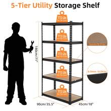 Storage Shelves, 5-Tier Utility Shelves, Adjustable Storage Shelves, Industrial Shelving, Load 3860 Lbs Heavy Duty Storage Shelves For Garage Kitchen Basement Laundry Pantry - Black - View 6