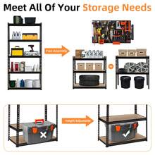 Storage Shelves, 5-Tier Utility Shelves, Adjustable Storage Shelves, Industrial Shelving, Load 3860 Lbs Heavy Duty Storage Shelves For Garage Kitchen Basement Laundry Pantry - Black - View 4