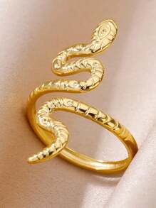 1 st. Gouden Kleur Roestvrijstalen Slangenringen Voor Vrouwen Mannen Open Verstelbare Ring Vintage Gotische Punk Feest Esthetische Sieraden