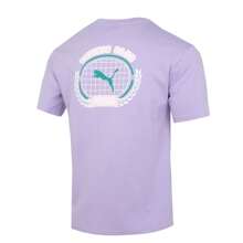 Puma TEAM JP 短袖 T 恤，舒适休闲运动透气宽松 T 恤，适合男友风格男士和男友风格男士 - 薰衣草紫 - 查看 2