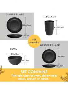 4/16/20/24/32件塑料碗、盘子、杯子套装，适用于家庭厨房、露营、野餐