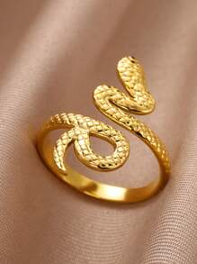 1 st. Gouden Kleur Roestvrijstalen Slangenringen Voor Vrouwen Mannen Open Verstelbare Ring Vintage Gotische Punk Feest Esthetische Sieraden