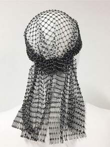 1pc Women Bandana Hair Band Crystal Rhinestone Handkerchiefs For Headwear Fishnet Headscarf Hip Hop Turban Hat Streetwear Headwrap Headband Turban Headband Sweatband, Hairband Fall Winter Hair Accessories For Women For Vacation Outfits Woman