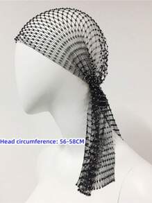 1pc Women Bandana Hair Band Crystal Rhinestone Handkerchiefs For Headwear Fishnet Headscarf Hip Hop Turban Hat Streetwear Headwrap Headband Turban Headband Sweatband, Hairband Fall Winter Hair Accessories For Women For Vacation Outfits Woman