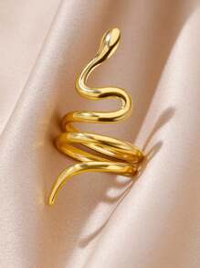 1 st. Gouden Kleur Roestvrijstalen Slangenringen Voor Vrouwen Mannen Open Verstelbare Ring Vintage Gotische Punk Feest Esthetische Sieraden