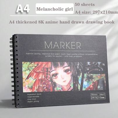 Thick Drawing Pad For Marker Pens, A4/A5 Thick 8K Anime Marker Paper, Anime Drawing Paper For Sketching, Graffiti, High-Quality Drawing Book For Stude