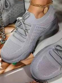 Zapatos De Malla Transpirable De Mujer De Moda, Zapatos Suaves Y Cómodos Tejidos Voladores, Zapatillas Deportivas Casuales Versátiles Al Aire Libre Para Mamá, Zapatos Para Correr
