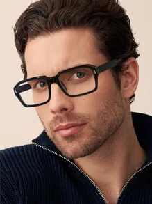 1 PC Men's Acrylic Light Business Rectangle Fashion Eyeglasses For Daily Reading And Work Commuting Glasses Accessories