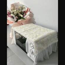 Microwave Oven Cover Towel Oil-Proof Universal Fashionable Breathable Lace Embroidery Non-Slip Dust Cover Lace Random 1 Piece