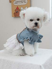 PETCIRCLE 1 pieza Disfraz para mascotas, conjunto con estilo de falda vaquera linda para perros y gatos pequeños
