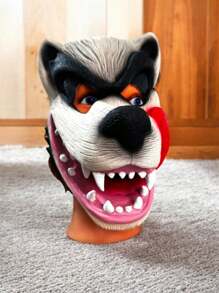 Fantasia Máscara Lobo Mau Gigante dentes e língua de fora para festas e eventos - Multicolorido - Visão 3