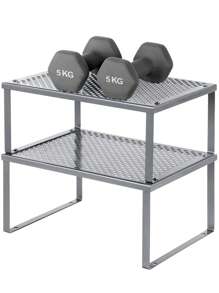 SONGMICS Especiero, Estante para Especias, Organizador para Armarios, Apilable, Ampliable, Juego de 4 Estantes Metálicos, Plata - Gris - Ver 3