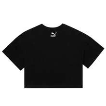 Puma T-shirt Glamping SS Crop, נשים שרוולים קצרים נוחים רופפים ספורט קרופ טופ חולצה 536880-01