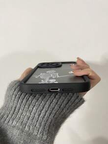 Preppy 手机壳万圣节黑色幽默骷髅保护手机壳兼容 iPhone 15Pro、iPhone 14 ProMax、iPhone 13、iPhone 11/12/14/12PM、iPhone 7/8 Plus，防震，创意骷髅设计 - 黑色 - 查看 4