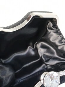 跨境彩虹色派对手拿包，欧美风情女士手提包，带链条的苹果晚会包 - 黑色 - 查看 3