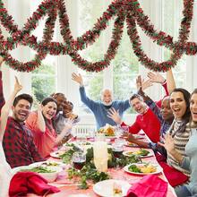 10/16,5 pies Guirnalda de oropel metálico de Navidad, adornos brillantes colgantes para árbol de Navidad, suministros de fiesta, decoración interior y exterior - Multicolor - Ver 10
