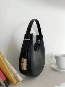 Bolso 'nicho hobo', bolso de hombro versátil para mujer, bolso elegante y minimalista con cierre de cremallera, hecho con unicolor, bolso ideal para la luna creciente para mujer, adecuado para la oficina y los negocios de estilo casual y elegante