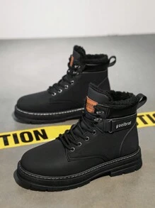 Stivali da neve invernali 2024 da uomo taglia oversize, con fondo spesso e imbottitura calda in pile, scarpe sportive versatili alte, stivali casual in pelle da uomo per cavalcare, comodi e antiscivolo
