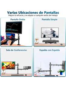 Soporte Para Monitor Y Laptop Para Escritorio Con Brazo Para Monitor Y Laptop Articulado Ajustable - Negro - Ver 5